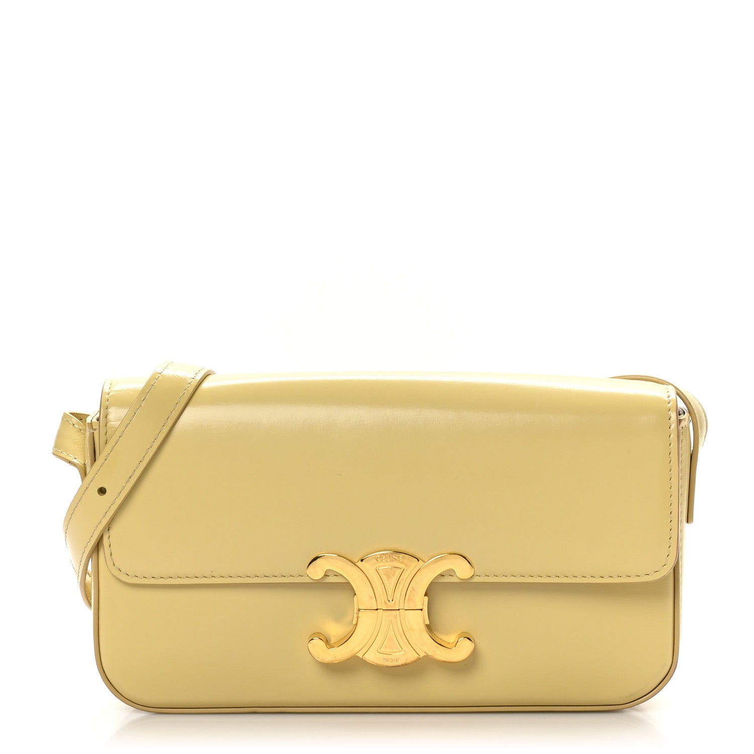 Shiny Calfskin Triomphe Shoulder Bag Papyrus