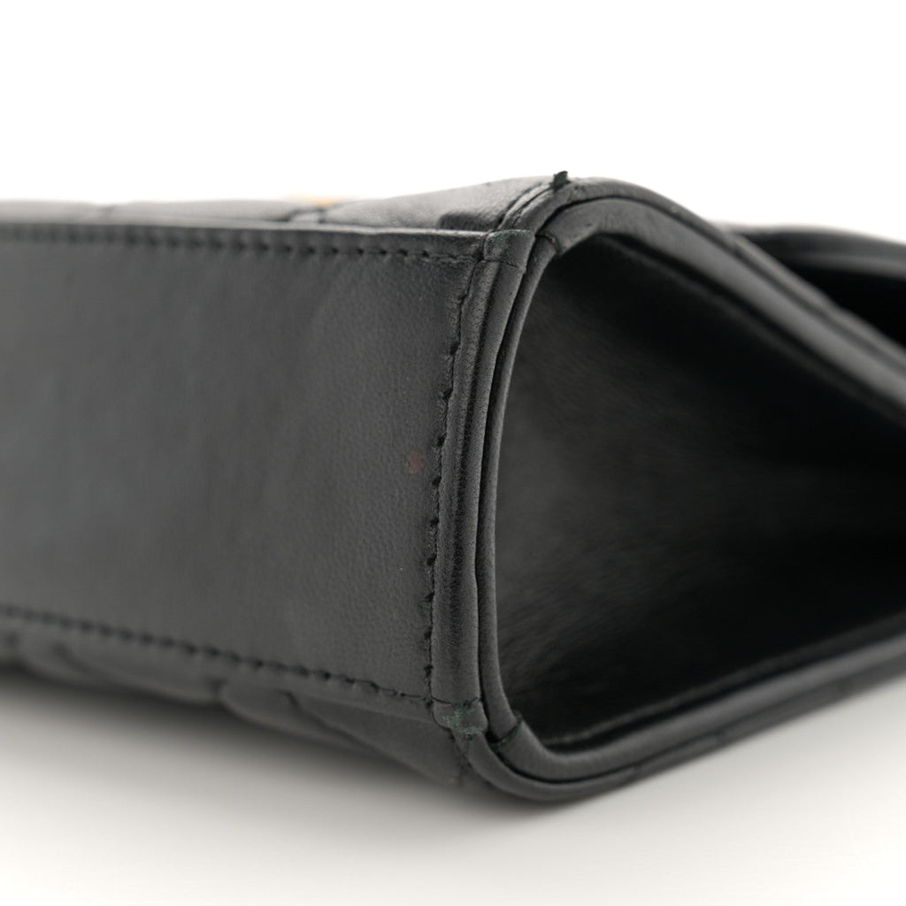 Lambskin Enamel Quilted Top Handle Flap With Chain Black