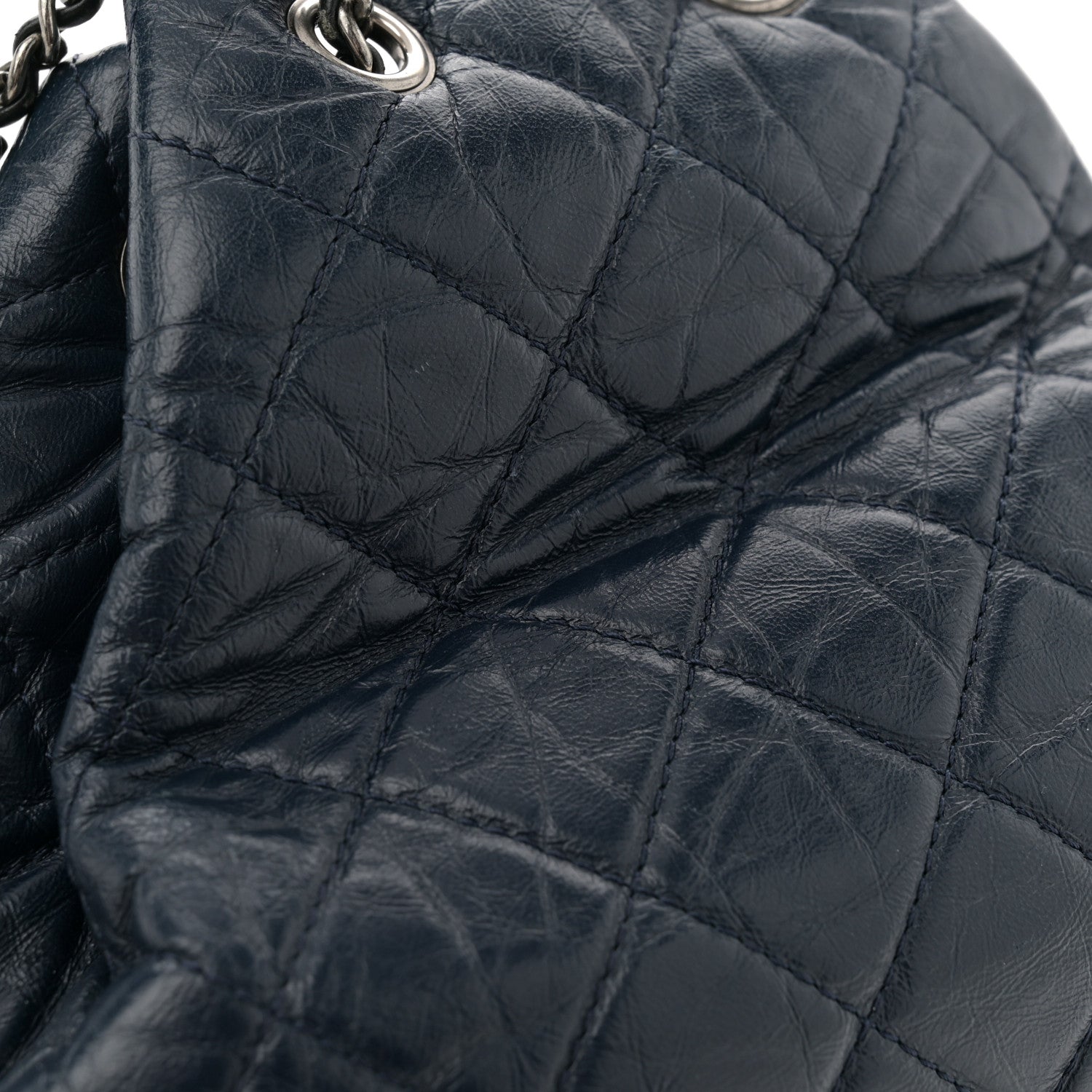Aged Calfskin Quilted Gabrielle Backpack Navy Black