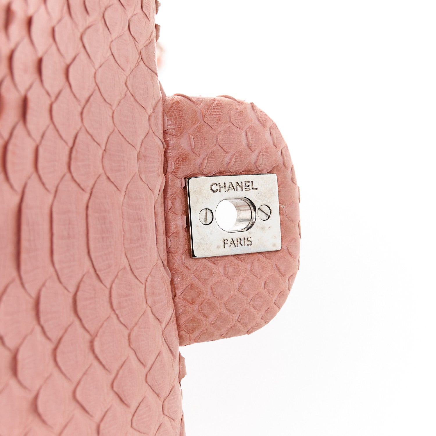 Snakeskin Mini Rectangular Flap Pink