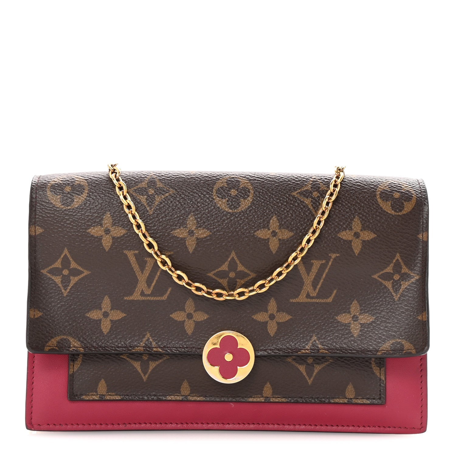 Monogram Flore Chain Wallet Fuchsia