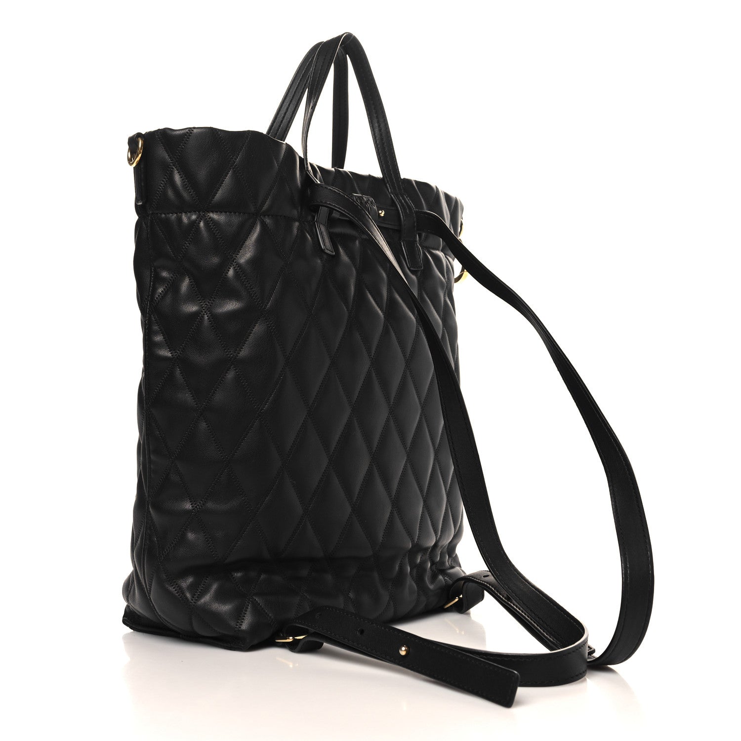 Rubberized Canvas Quilted Duo Backpack Black