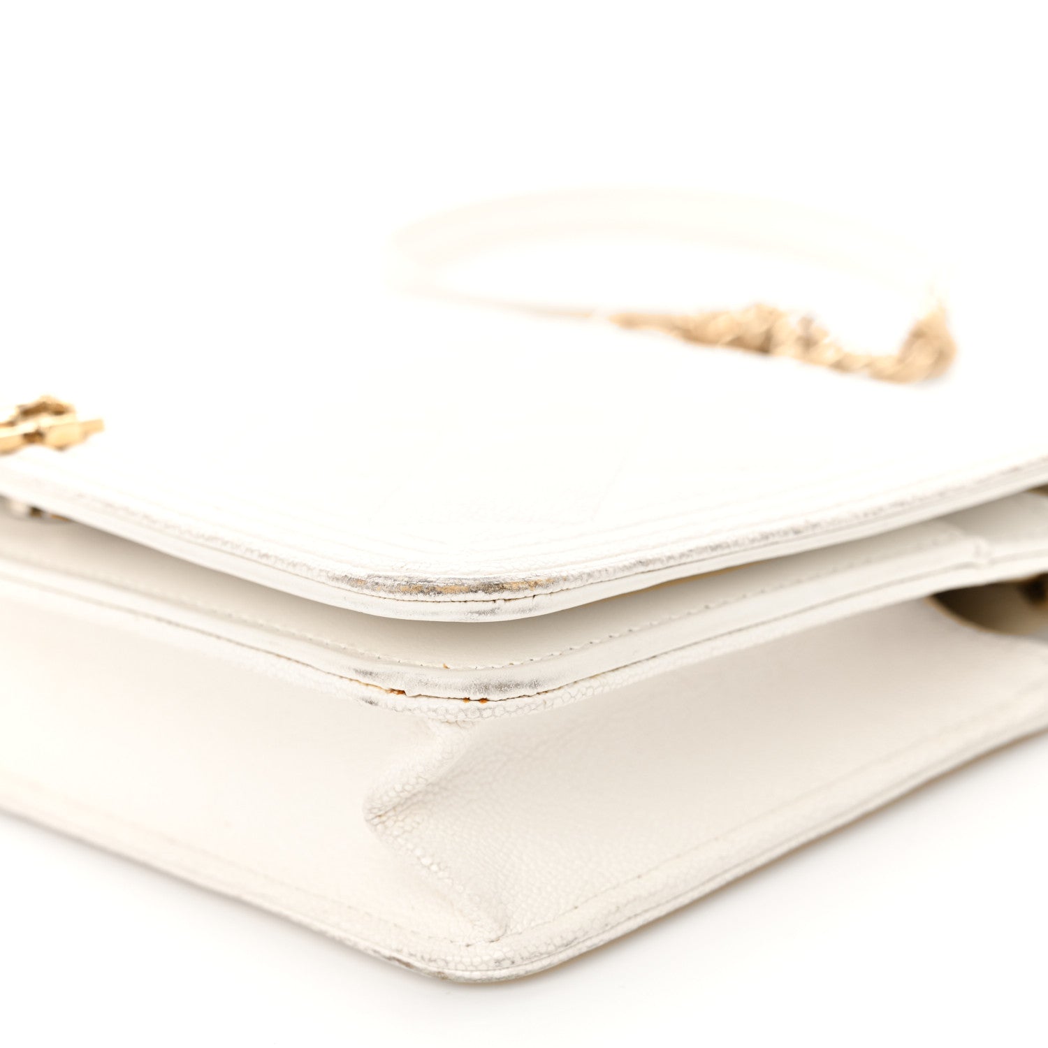 Caviar Quilted Boy Wallet On Chain WOC White