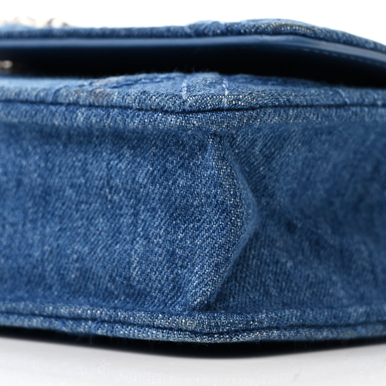 Denim Quilted Chanel 19 Wallet On Chain WOC Blue