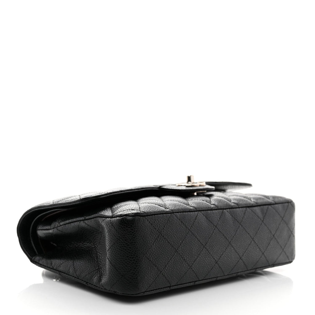 Caviar Quilted Medium Double Flap Black