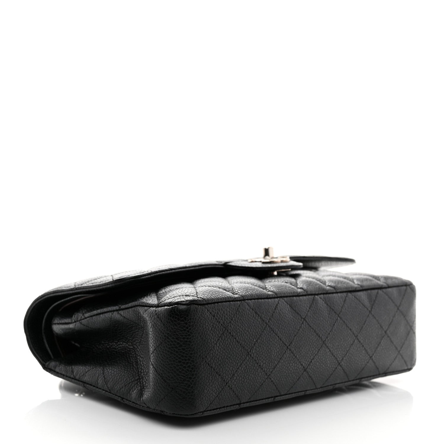 Caviar Quilted Medium Double Flap Black