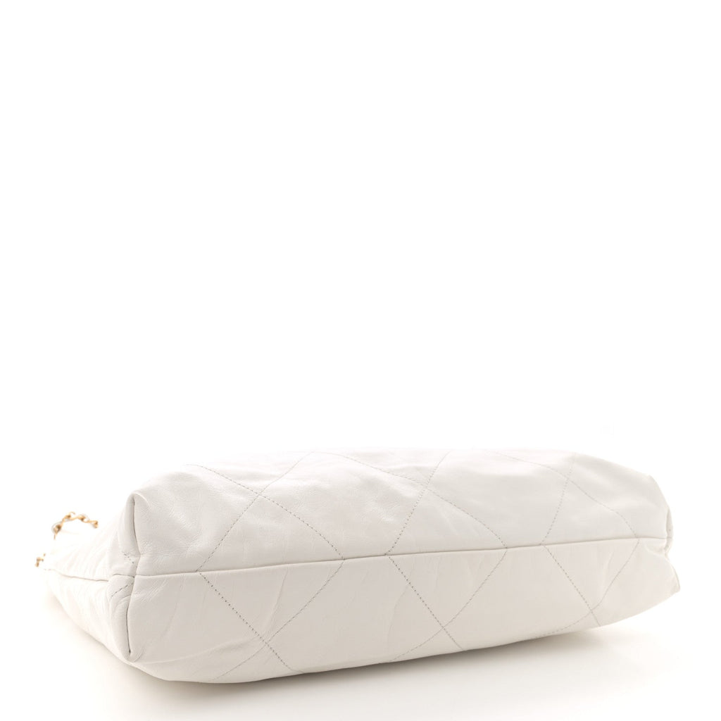 Shiny Calfskin Quilted Small Chanel 22  White