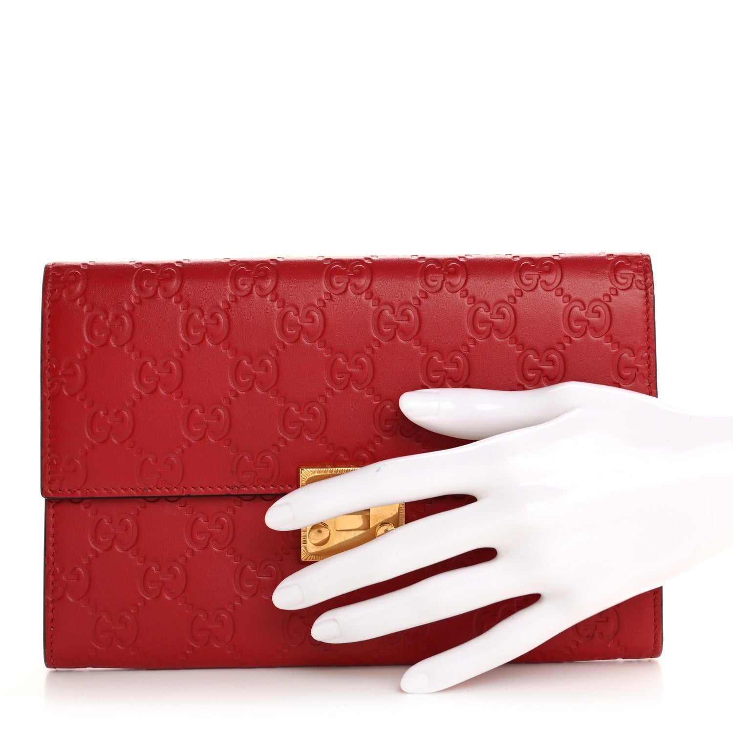 Guccissima Padlock Clutch Hibiscus Red