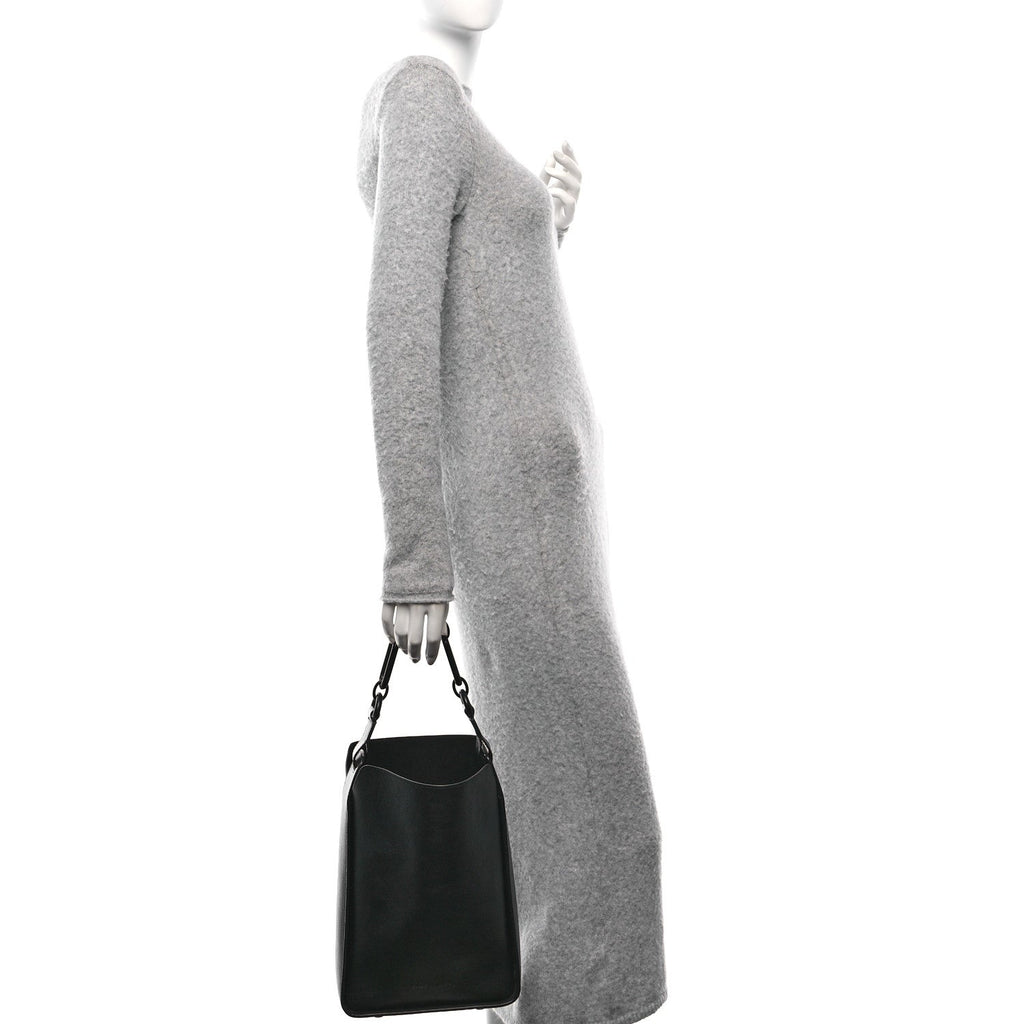 Calfskin Logo Embossed Small Tool 2.0 Tote Black