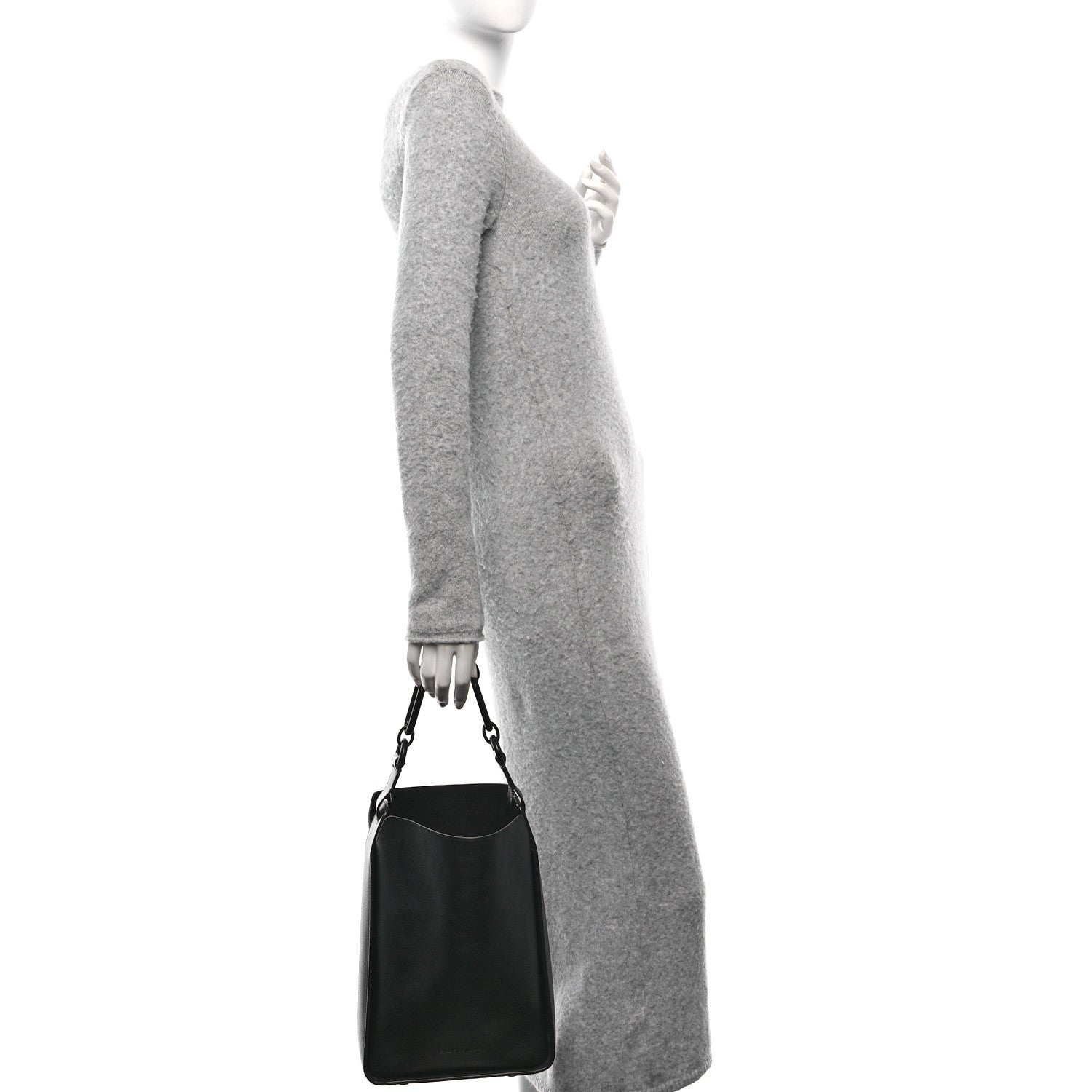 Calfskin Logo Embossed Small Tool 2.0 Tote Black