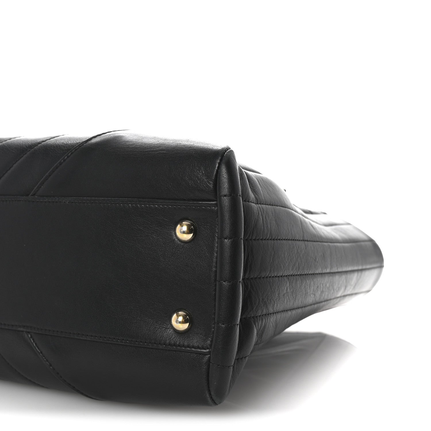 Calfskin Chevron Quilted Statement Shopping Tote Black