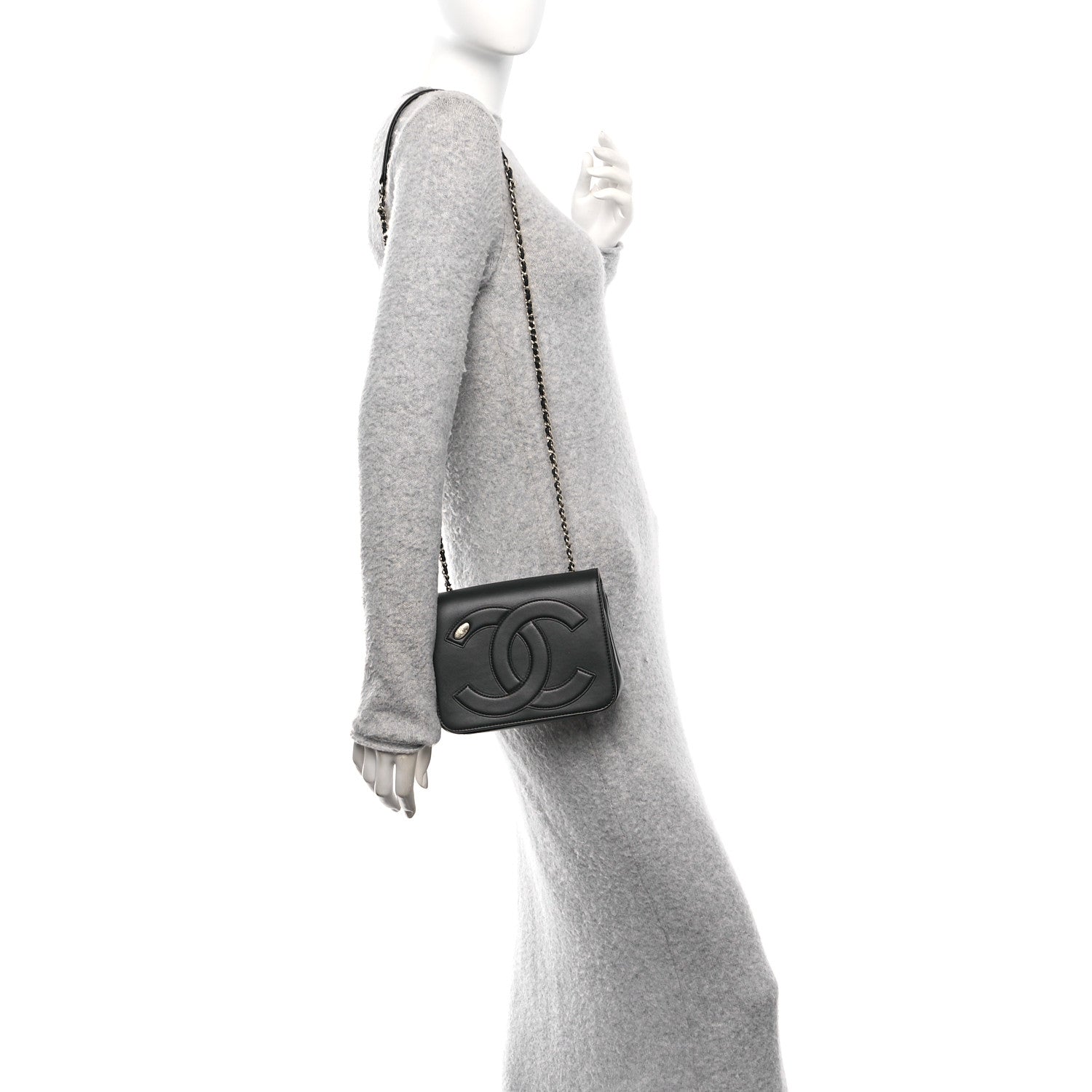 Lambskin CC Mania Flap Bag Black