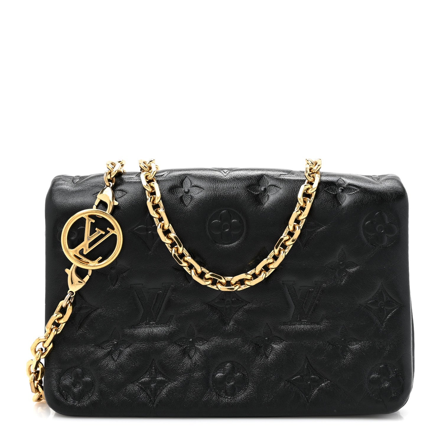 Lambskin Embossed Monogram Pochette Coussin Black