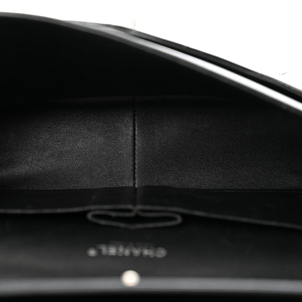 Patent Quilted Jumbo Double Flap Black