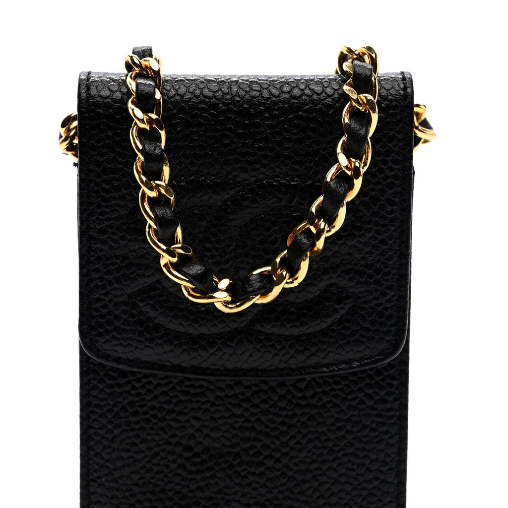 Caviar CC Phone Holder Crossbody Black