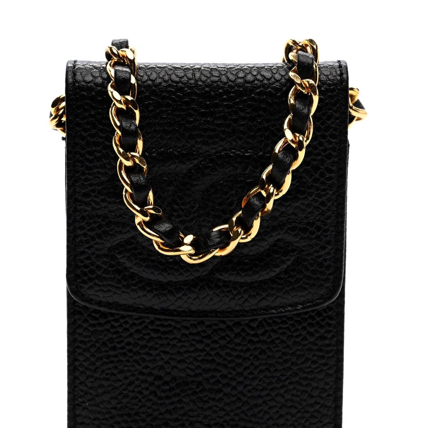 Caviar CC Phone Holder Crossbody Black