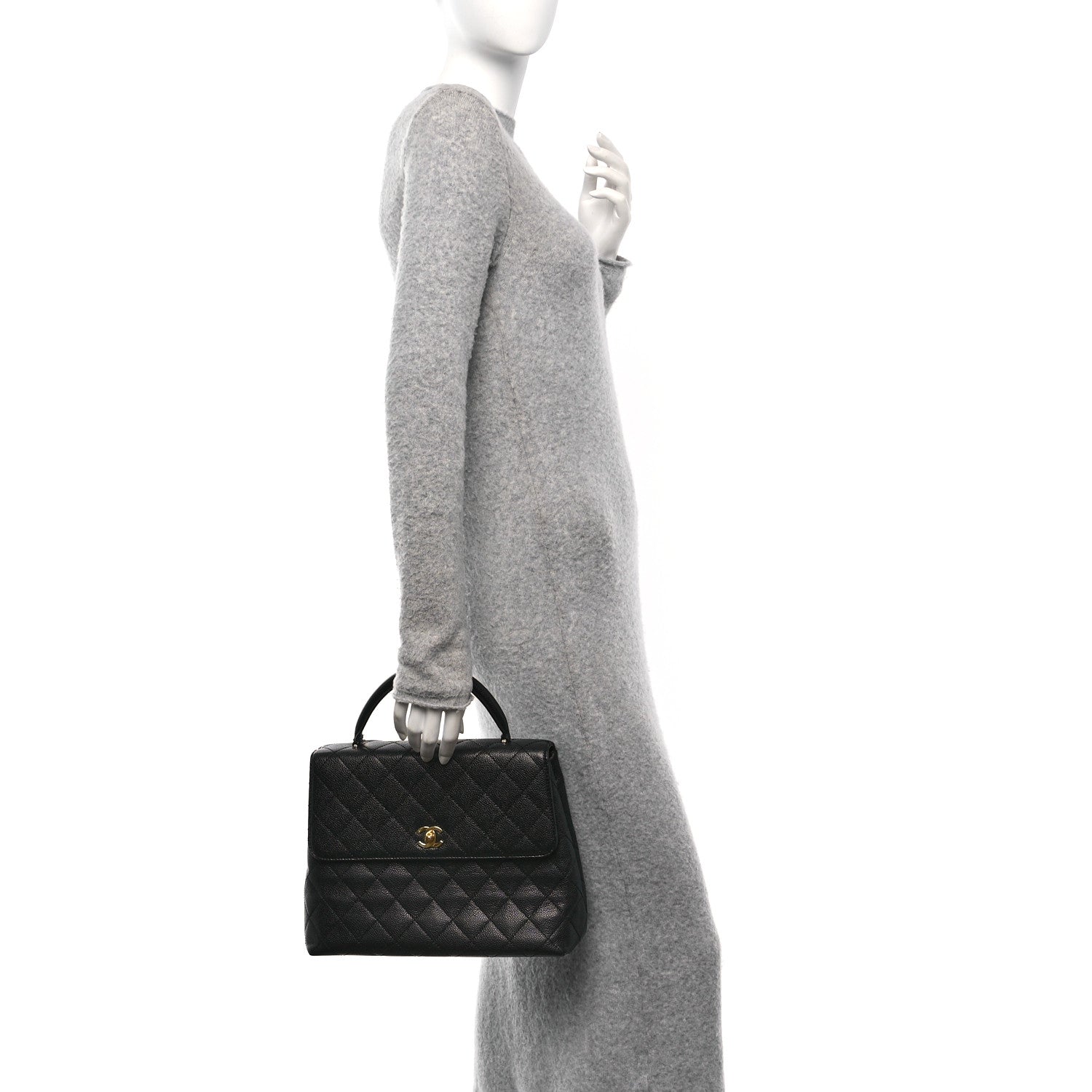 Caviar Quilted Jumbo Kelly Flap Black
