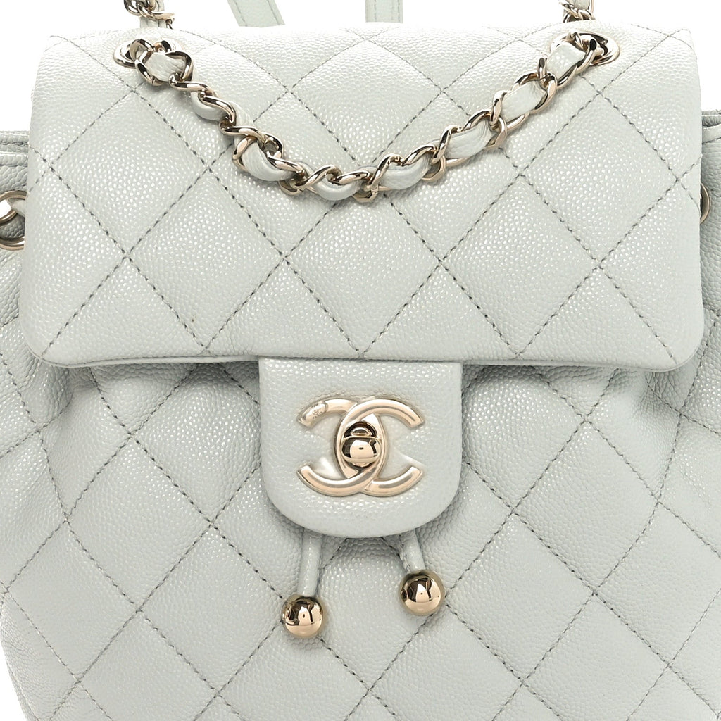 Caviar Quilted Mini Urban Spirit Backpack Light Blue