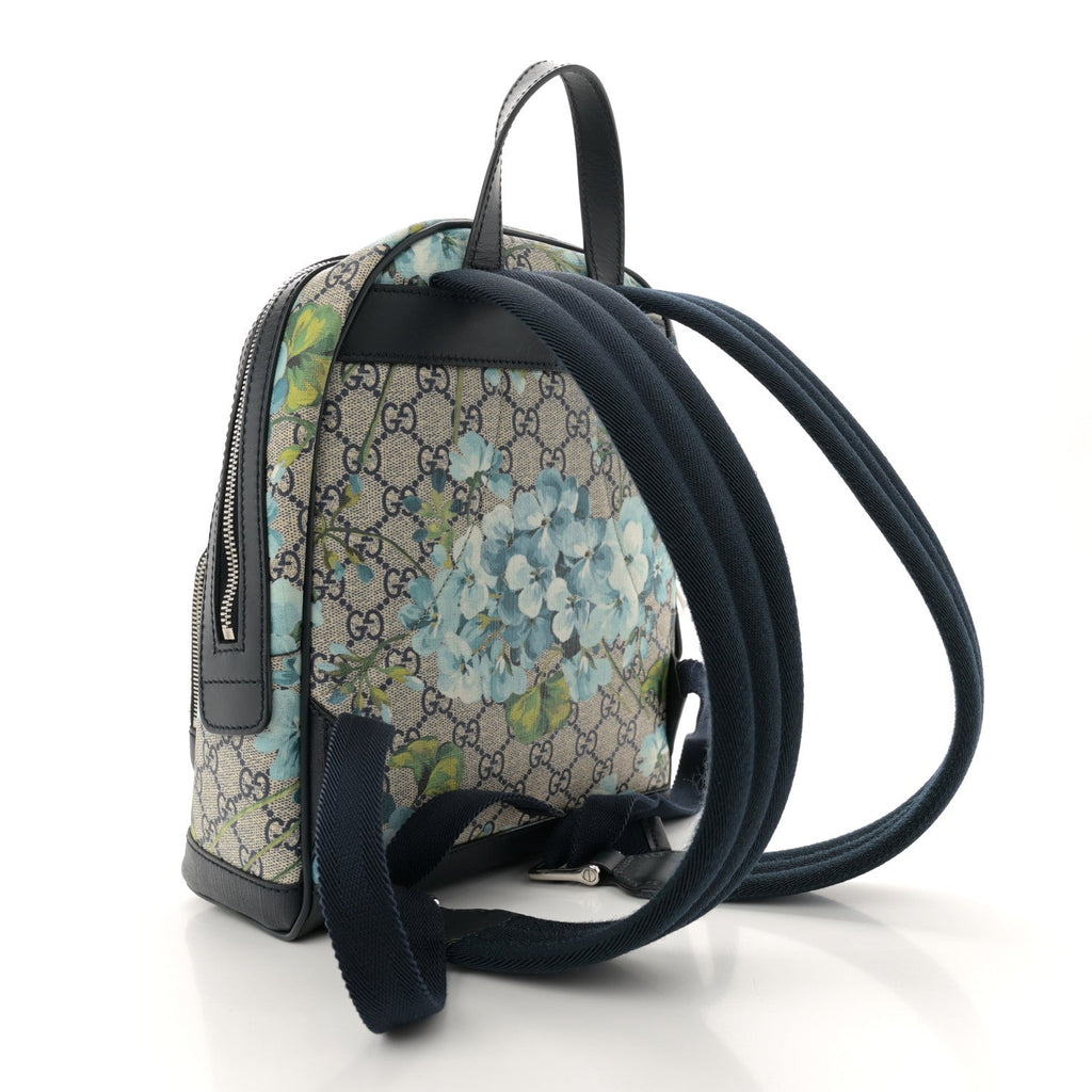GG Supreme Monogram Blooms Small Day Backpack Blue