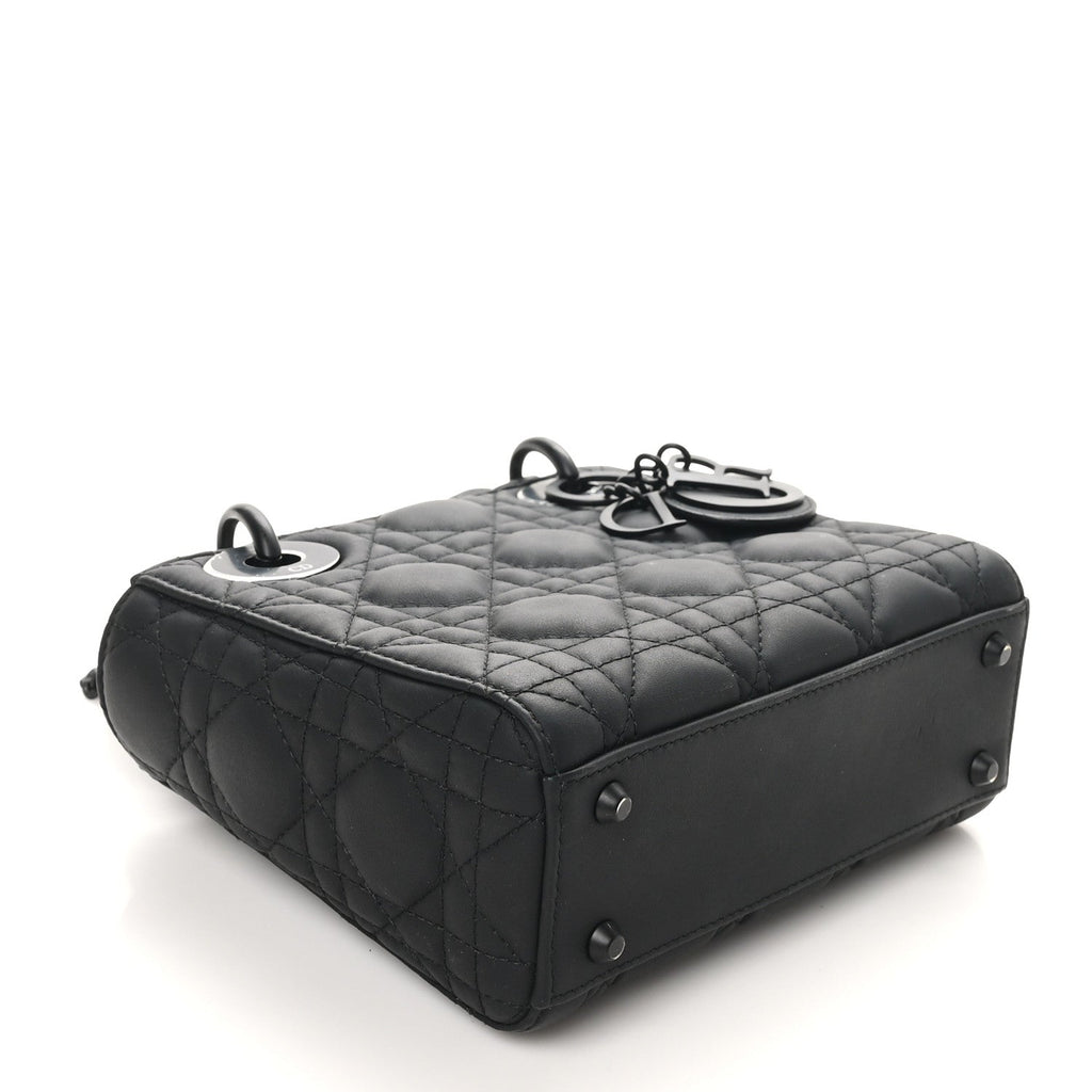 Ultra Matte Calfskin Cannage Mini Lady Dior Black