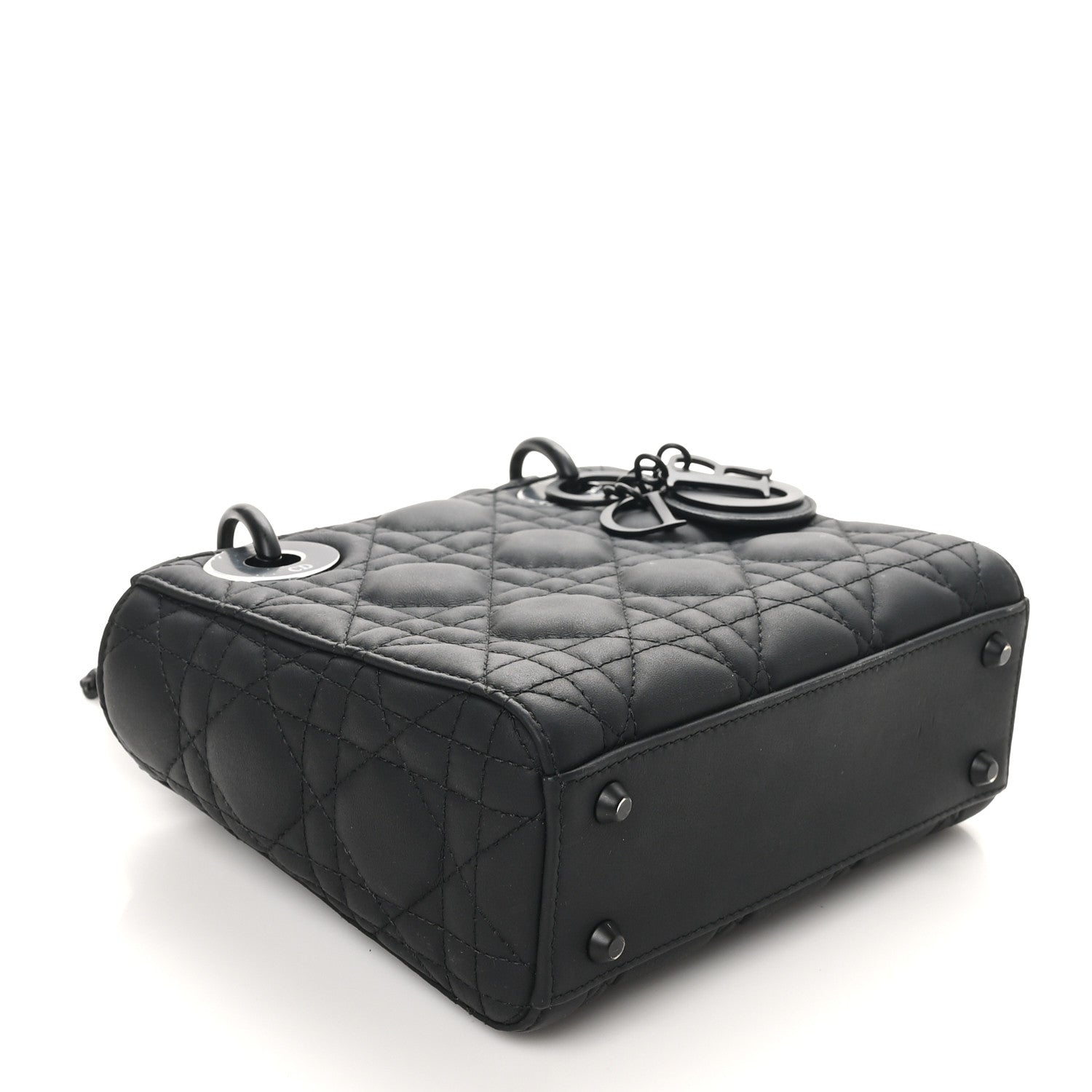 Ultra Matte Calfskin Cannage Mini Lady Dior Black