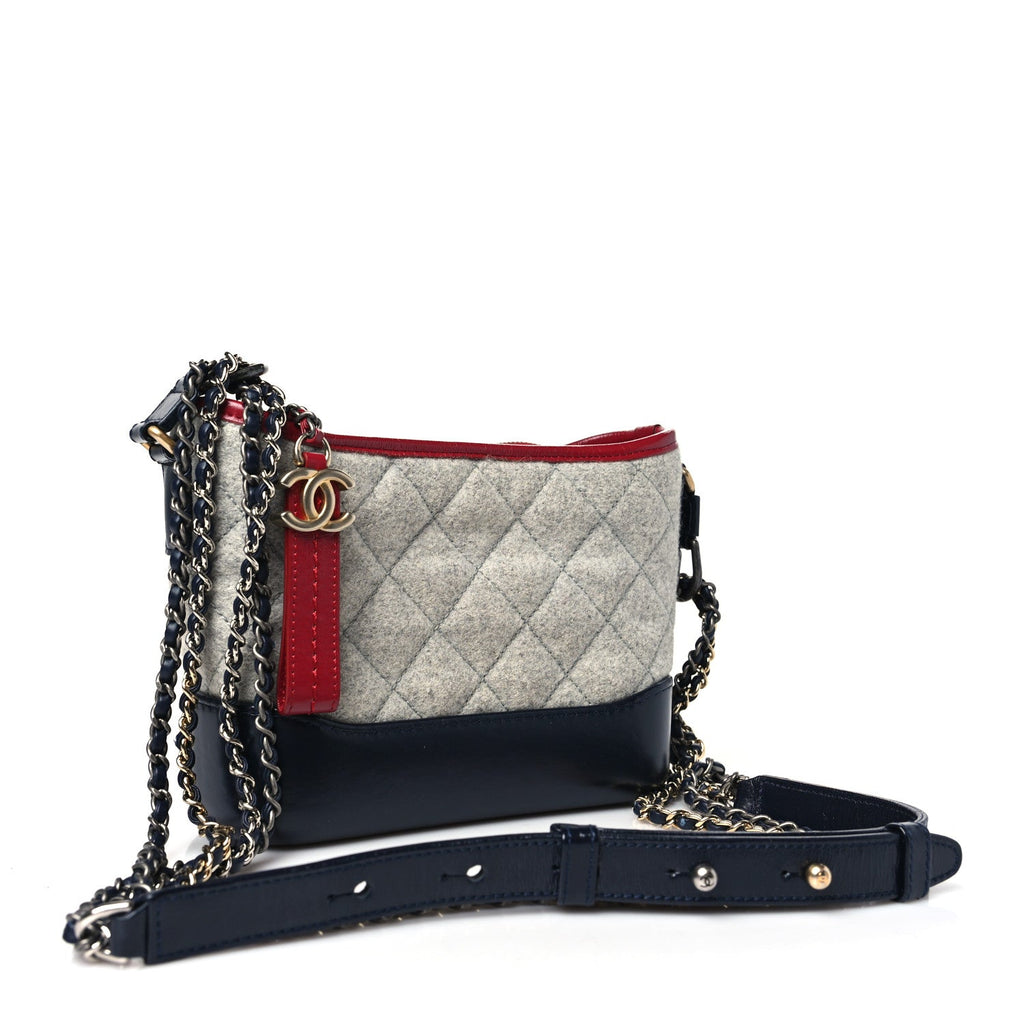 Wool Calfskin Quilted Small Gabrielle Hobo Navy
