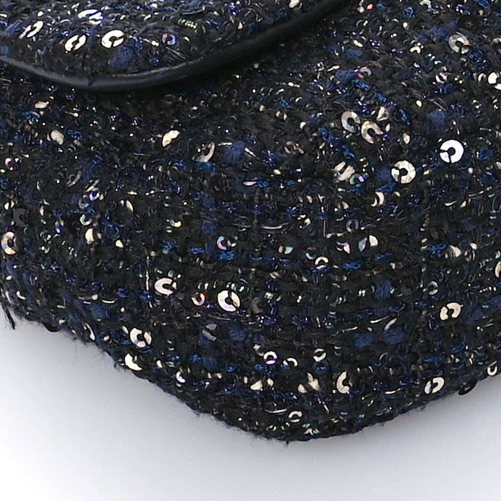 Tweed Mini Pearl Handle Flap Black Ecru
