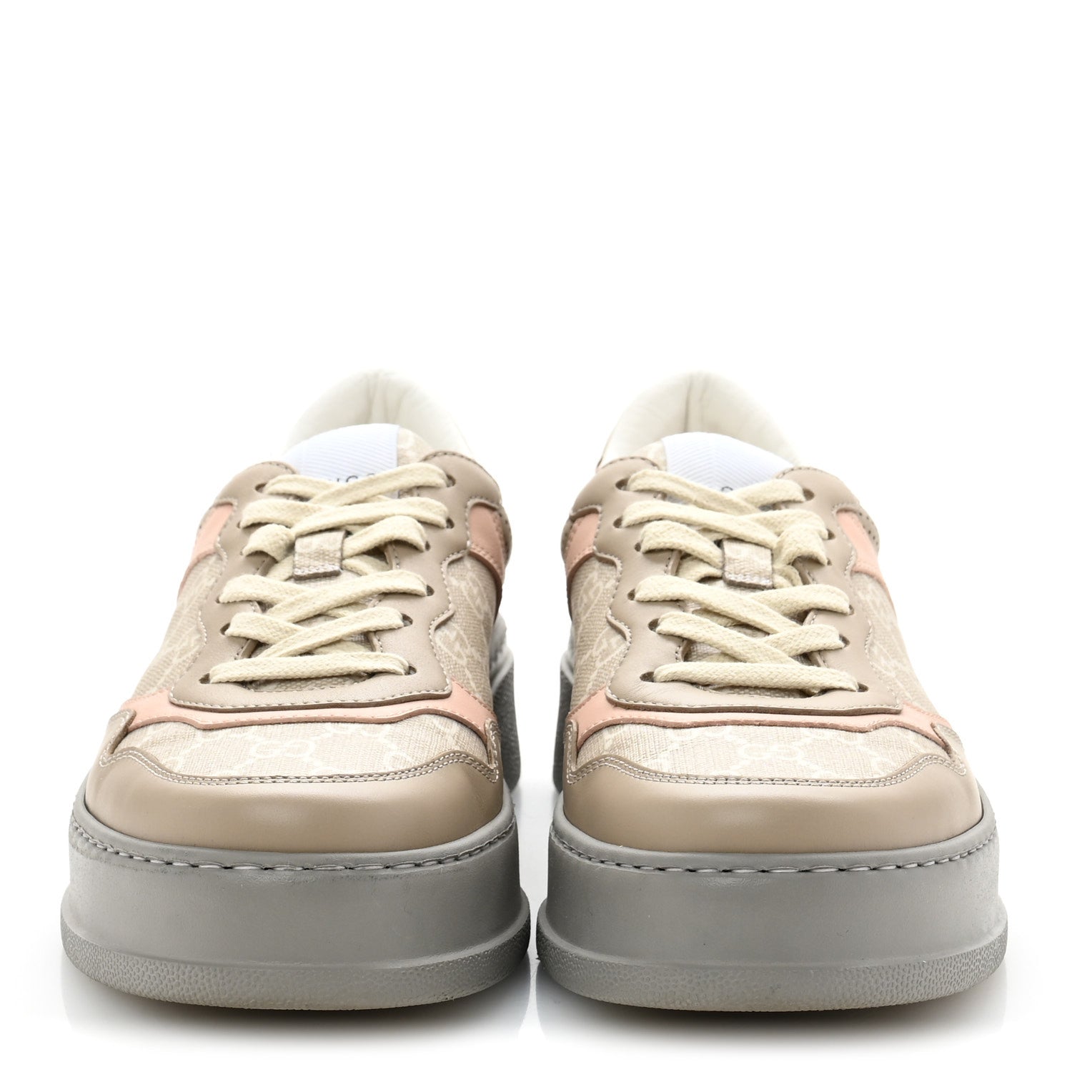 Calfskin GG Supreme Monogram Perforated Womens Platform 55mm Sneakers 39.5 Apricot Pink Beige Grey