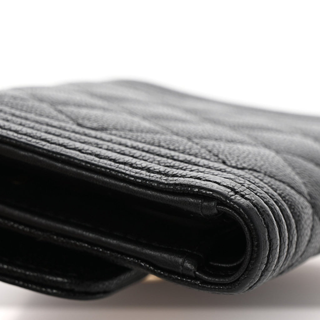 Caviar Quilted Compact Boy Wallet Black