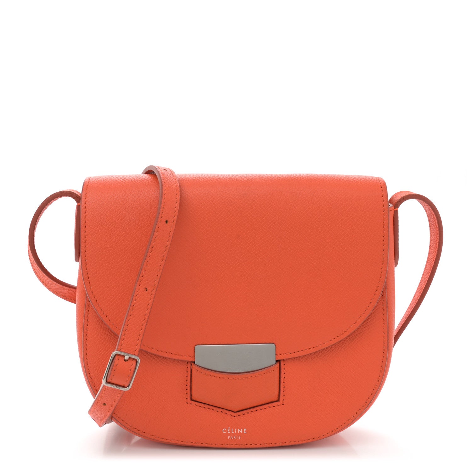 Grained Calfskin Small Trotteur Orange