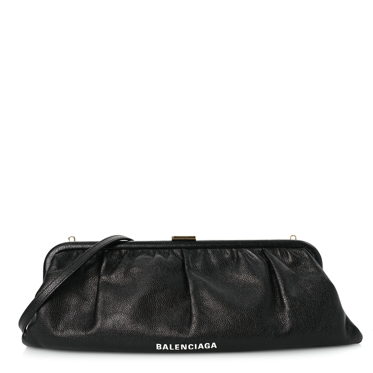 Grained Calfskin Logo Cloud Clutch XL Black