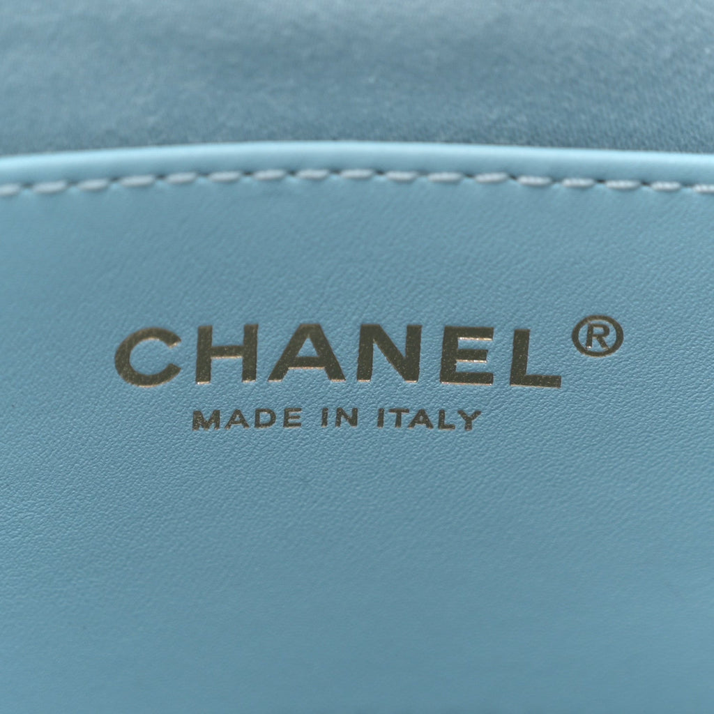 Washed Denim Quilted Medium Chanel 25 Handbag Blue