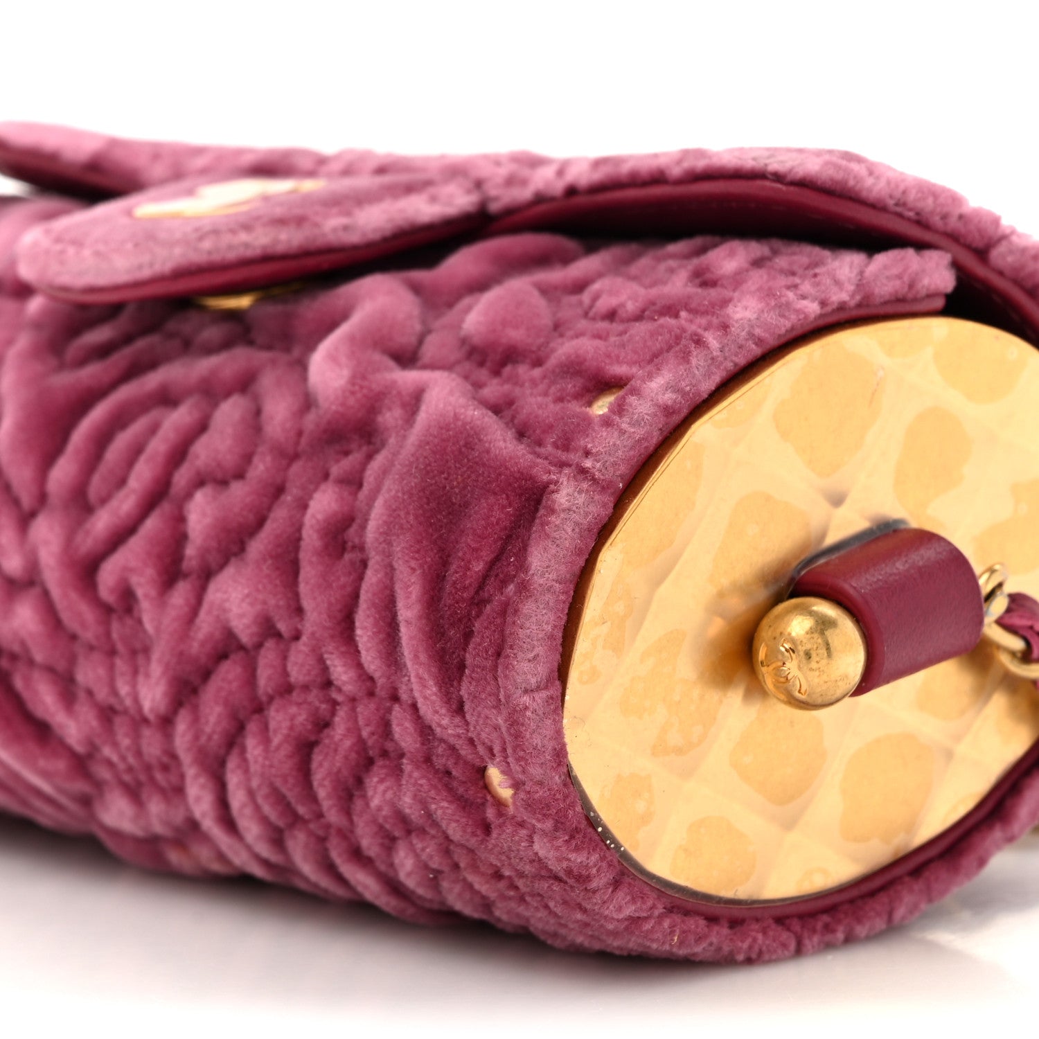 Velvet Camellia Embossed Jewel Belt  Holder With Chain Dark Pink