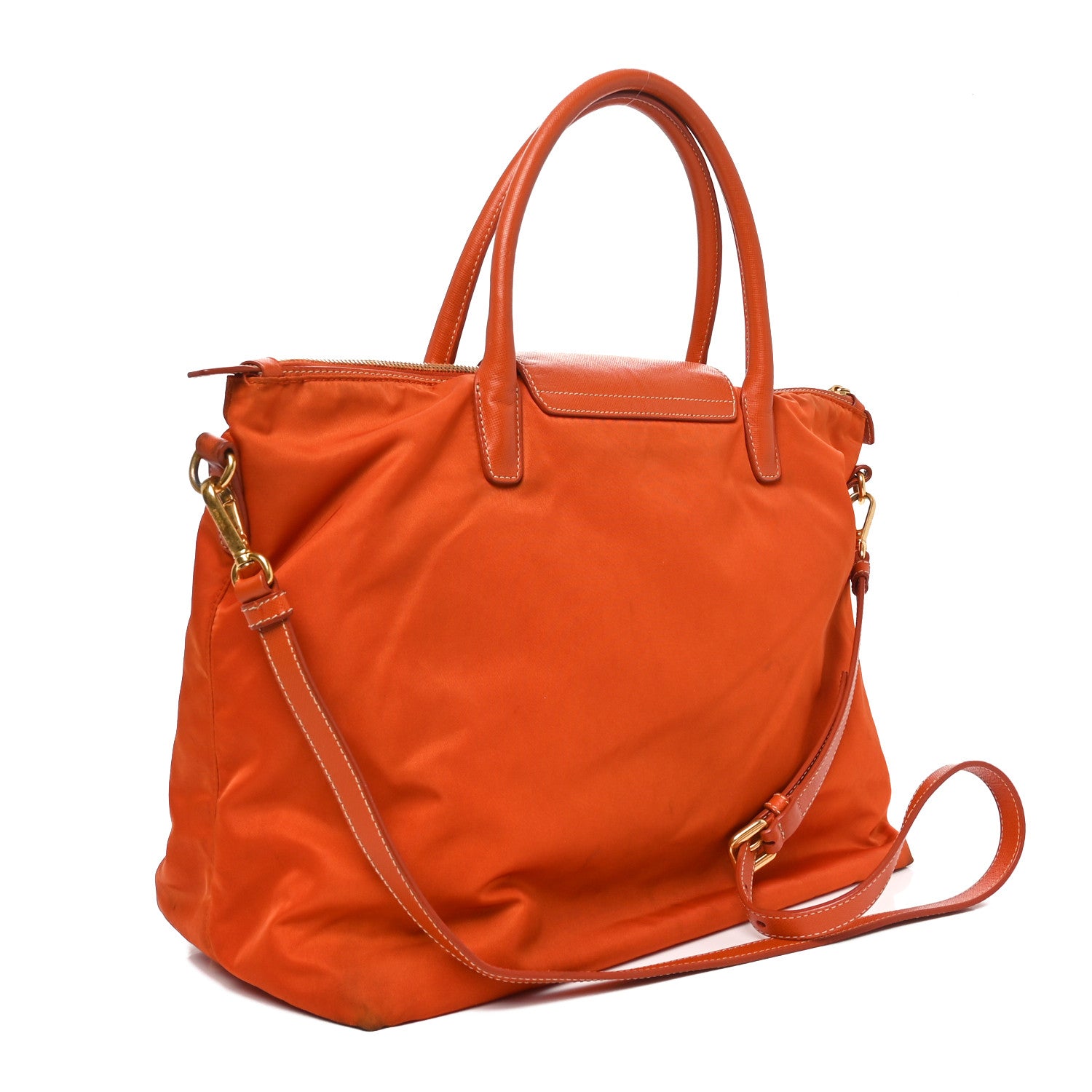 Tessuto Nylon Saffiano Tote Papaya