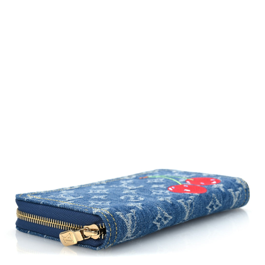 LV X TM Monogram Denim Cerises Zippy Wallet Blue