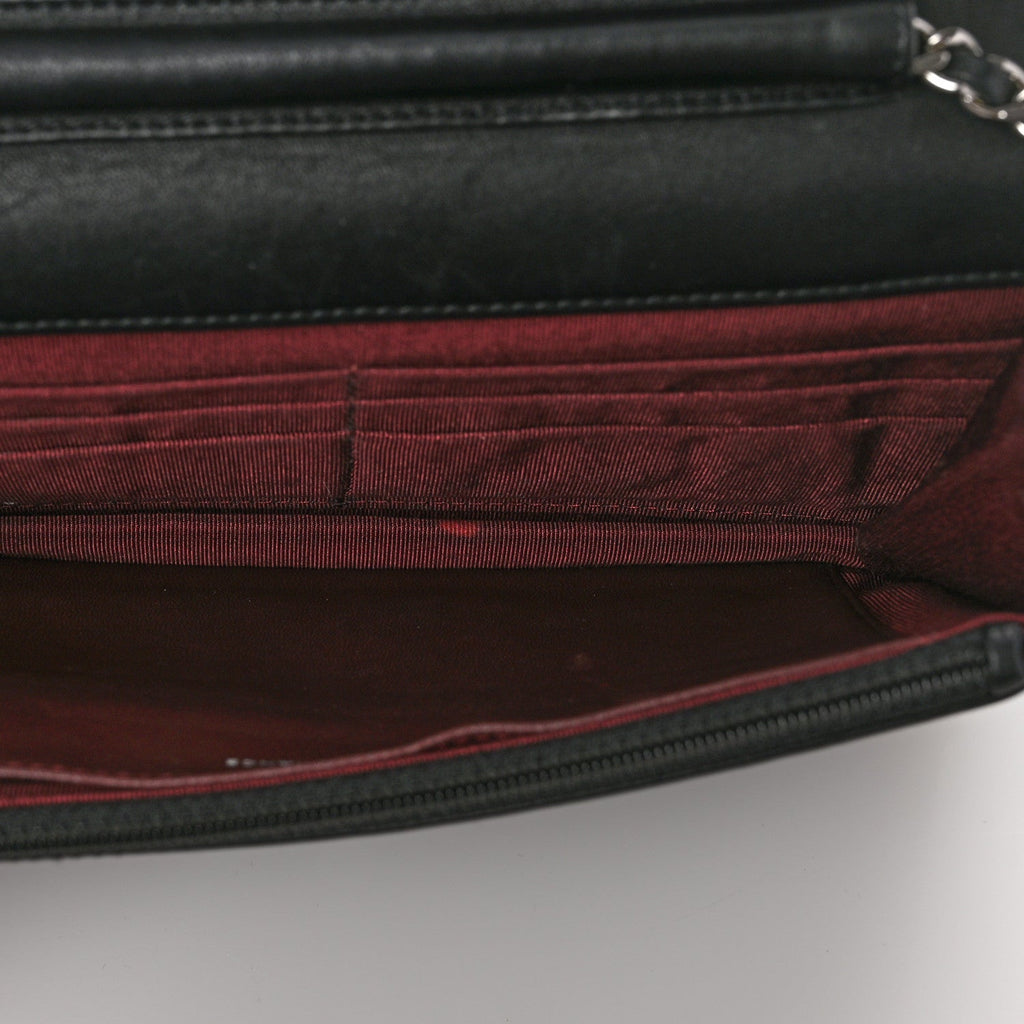 Lambskin Quilted Wallet On Chain WOC Black