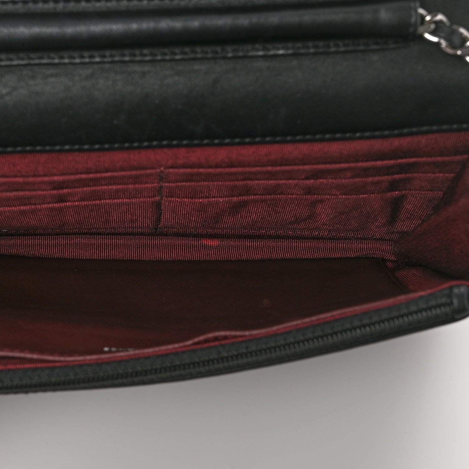 Lambskin Quilted Wallet On Chain WOC Black