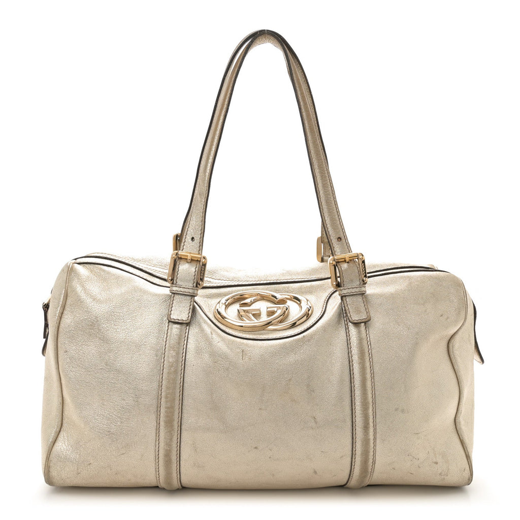 Metallic Calfskin Medium Britt Boston Gold