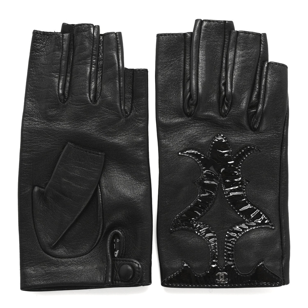 Lambskin Paris Dallas Fingerless CC Gloves 6 Black