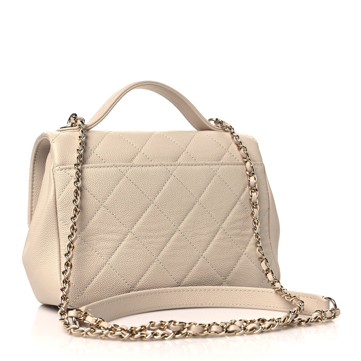 Caviar Quilted Small Business Affinity Flap Beige