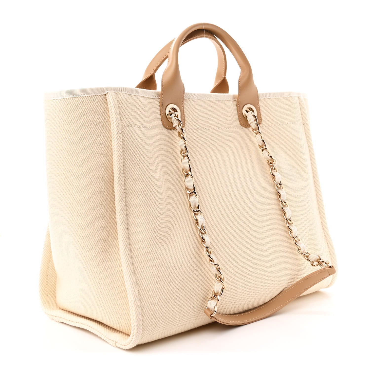 Canvas Pearl Medium Deauville Tote Ecru Beige