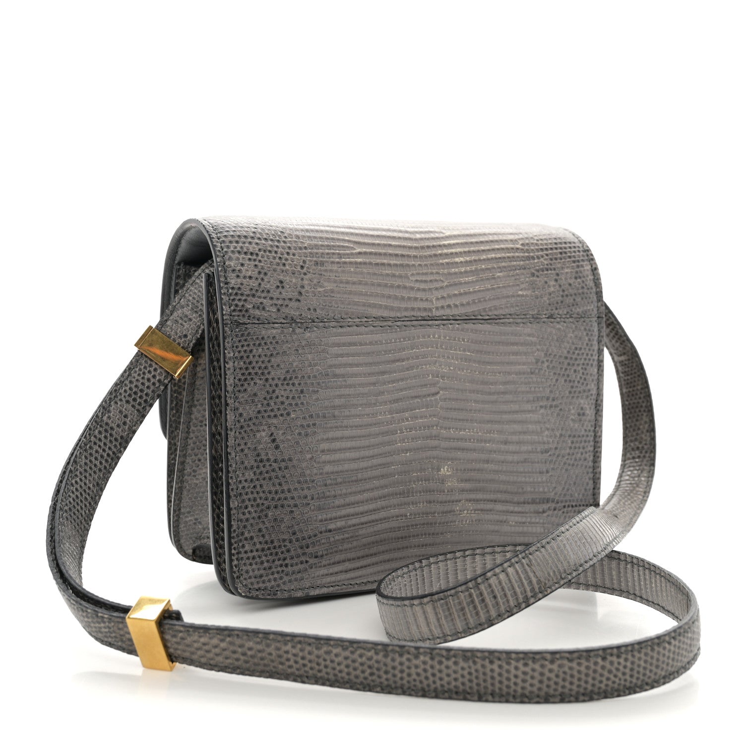 Lizard Small Classic Box Flap Bag Medium Grey