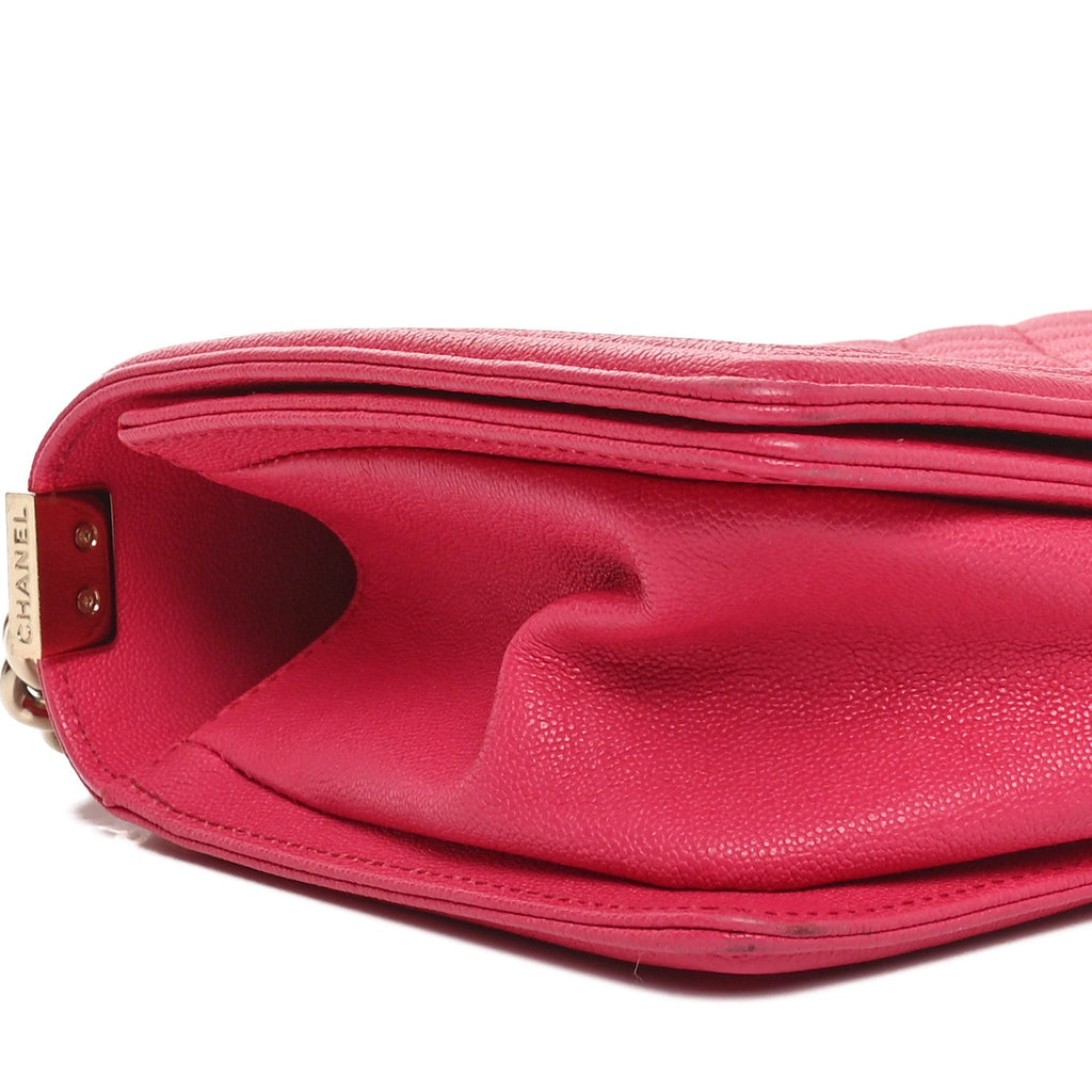 Caviar Quilted Medium Boy Flap Dark Pink