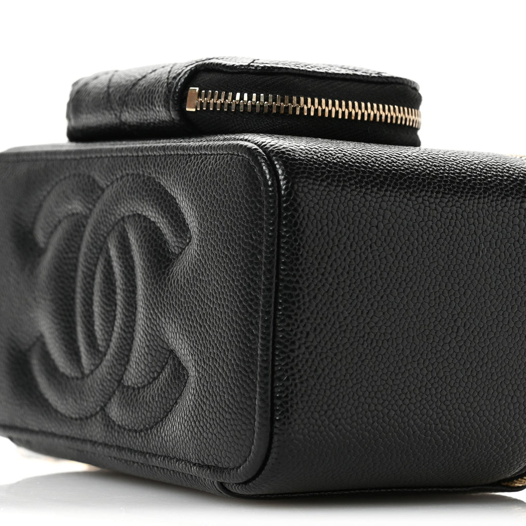 Caviar Quilted Top Handle Pocket Vanity Case Black