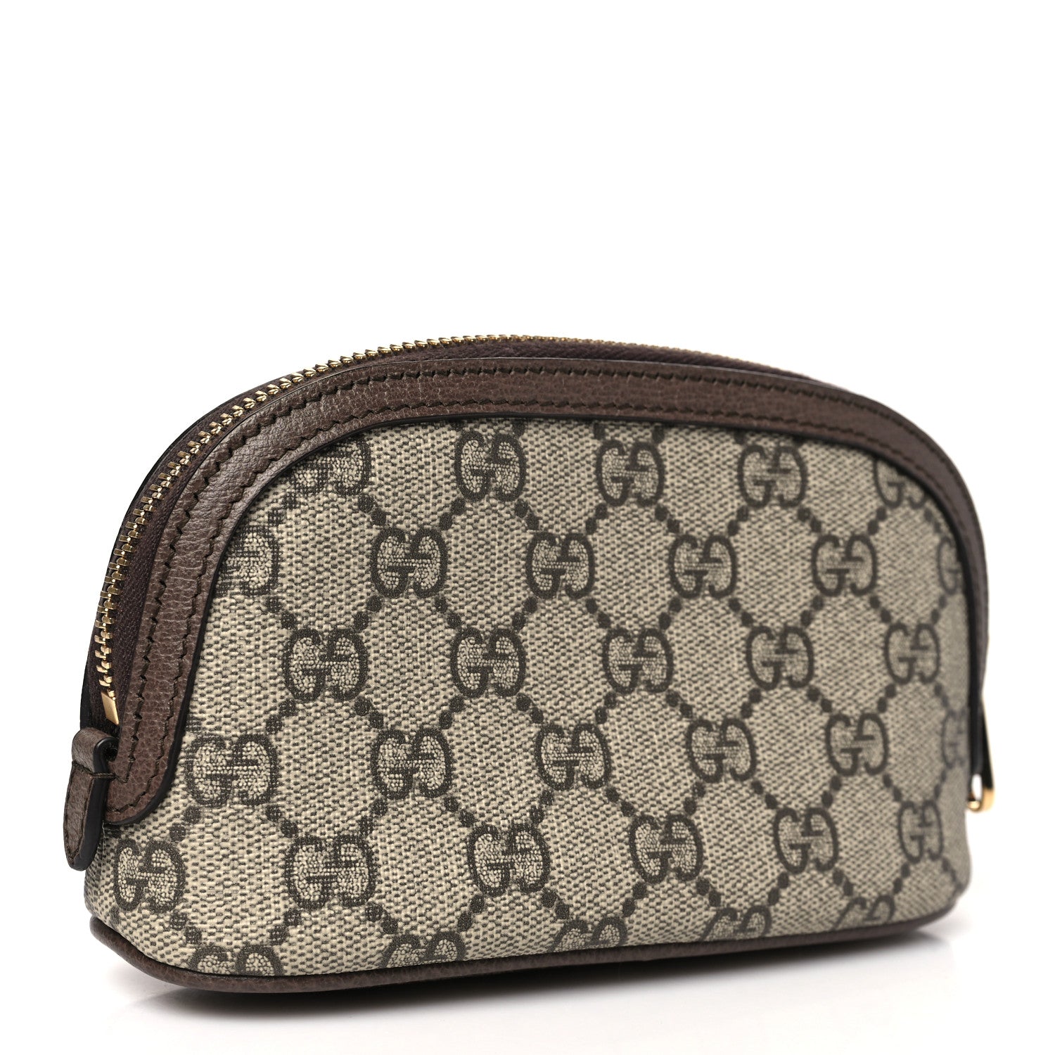 GG Supreme Monogram Textured Calfskin Web Medium Ophidia Cosmetic Case Beige Ebony New Acero