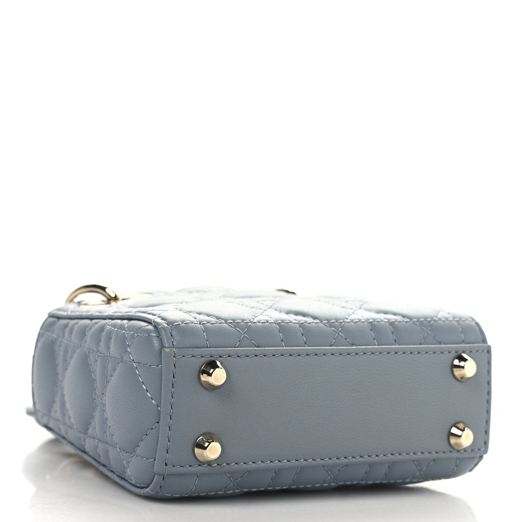 Lambskin Cannage Micro Lady Dior Cloud Gray