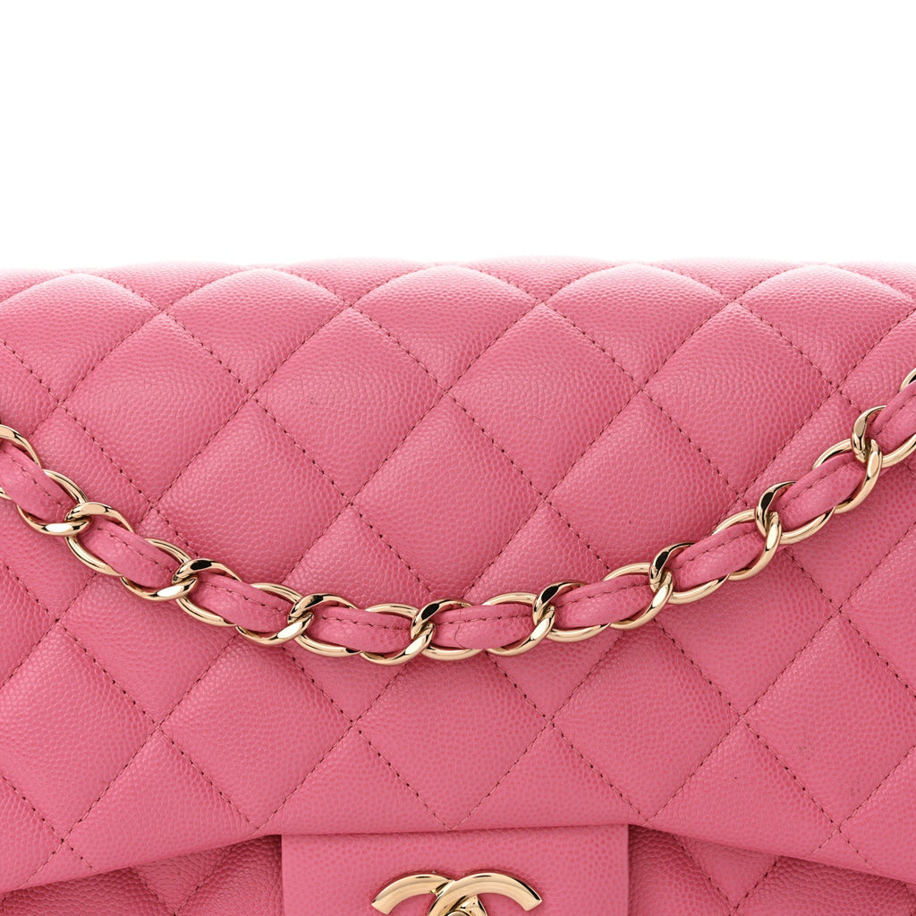 Caviar Quilted Jumbo Double Flap Pink
