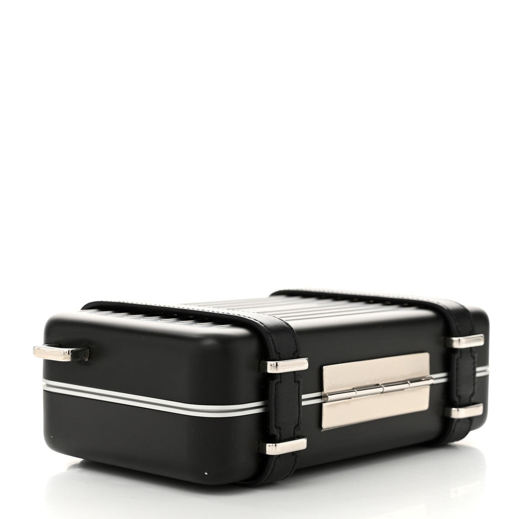 X RIMOWA Aluminum Personal Clutch On Strap Black