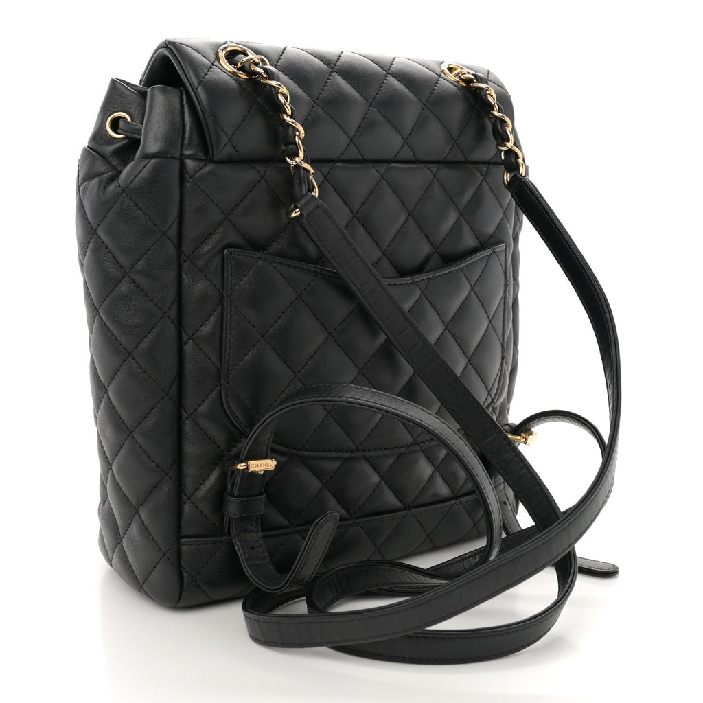 Calfskin Quilted Small Urban Spirit Backpack Black