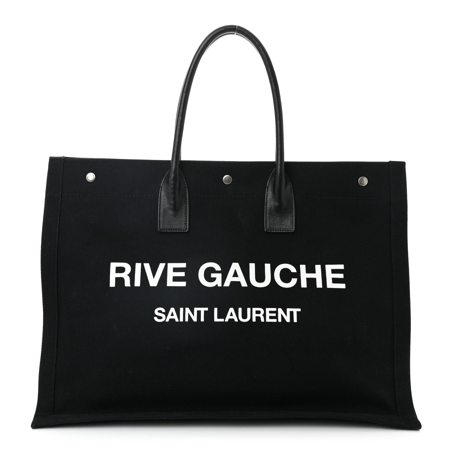 Linen Calfskin Rive Gauche Tote Black